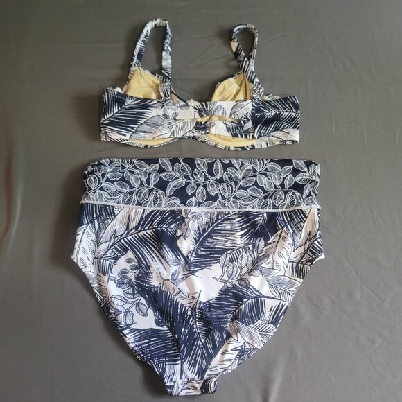 Swimsuits For All Bikini Set Womens 20 White Black Tropical Tummy Control Beach - Picture 11 of 14